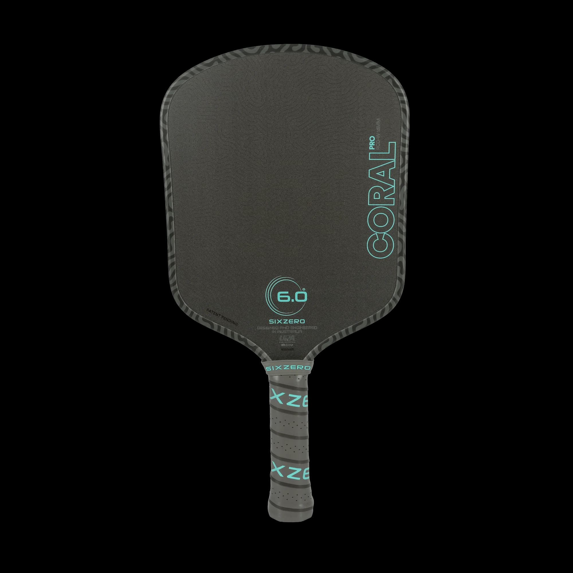Six Zero Coral Pro Widebody 16mm pickleball paddle, Electric Blue, front view