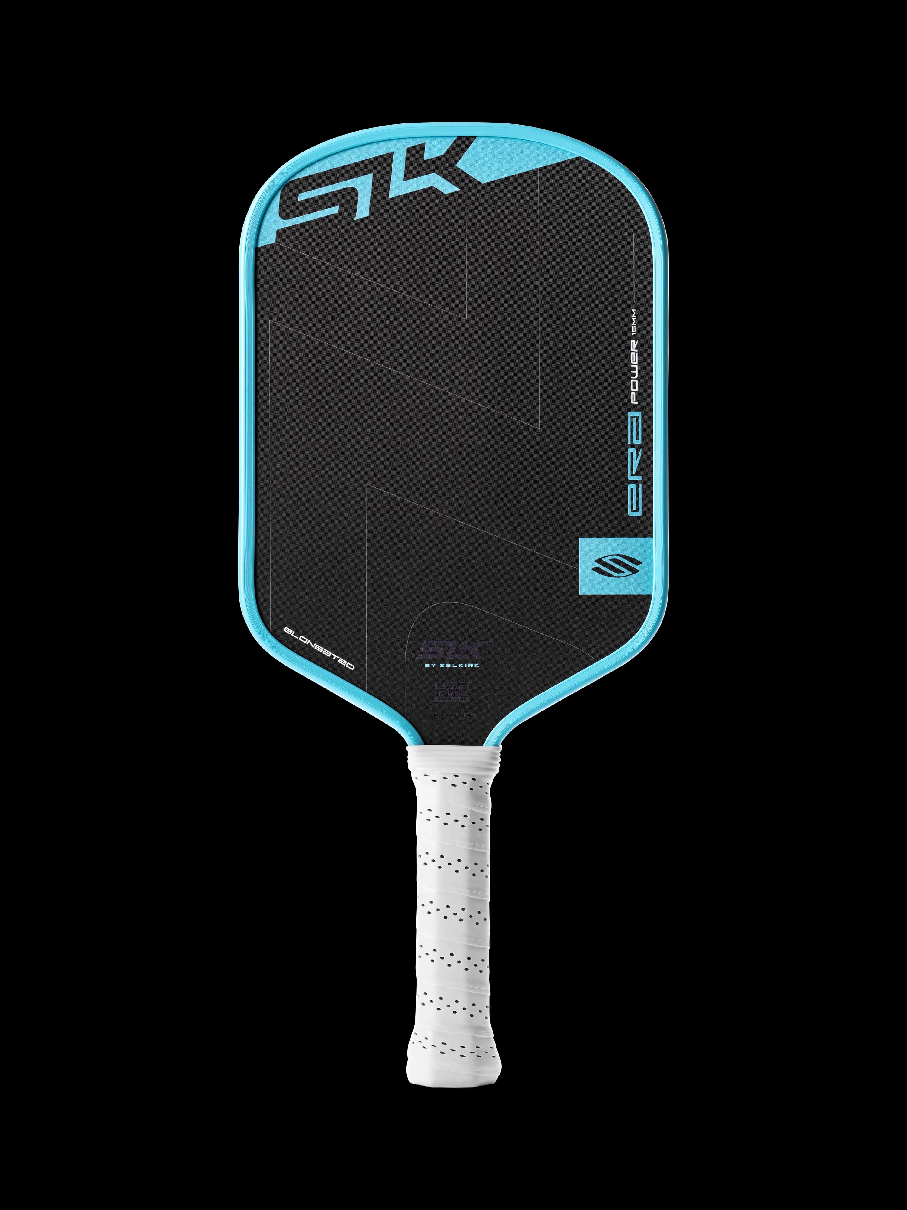 SLK ERA Power Elongated pickleball paddle, black face with cyan edge
